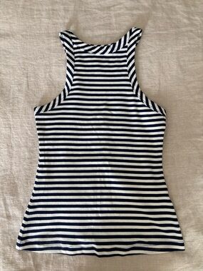 Anthropologie Navy and White Striped Racerback Tank